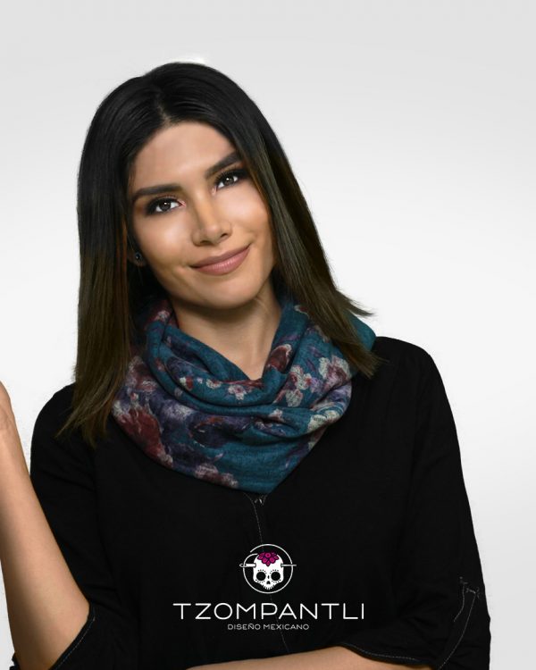 BUFANDA ESTAMPADO DE FLORES AZUL
