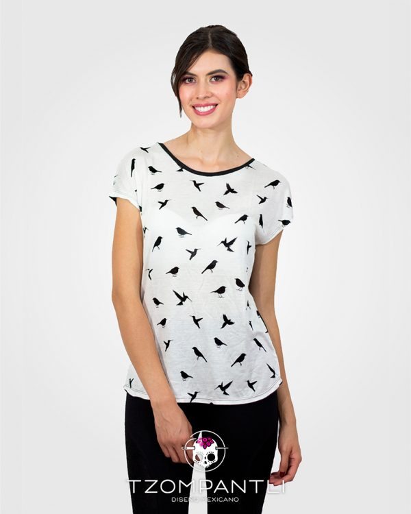 PLAYERA BÁSICA ESTAMPADO AVES